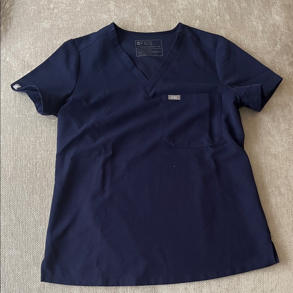 FIGS Navy Blue V-Neck Scrub Top